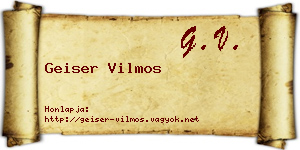 Geiser Vilmos névjegykártya